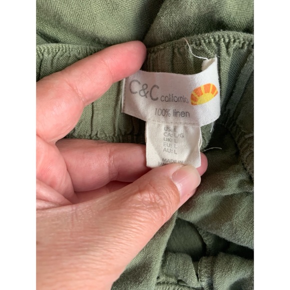 C&C California Green Linen Cargo Pants Women’s Size Large - Picture 3 of 3